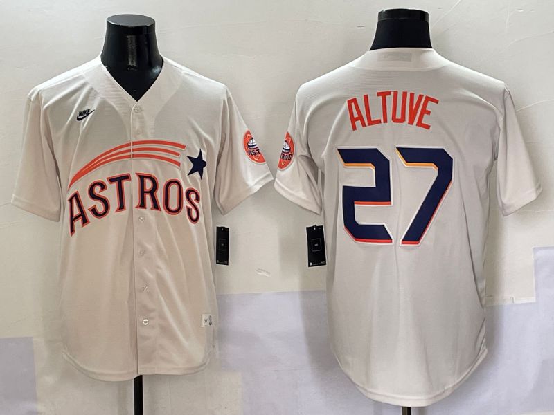 Men Houston Astros #27 Altuve Cream Five generations Joint Name 2025 Nike MLB Jersey style 1